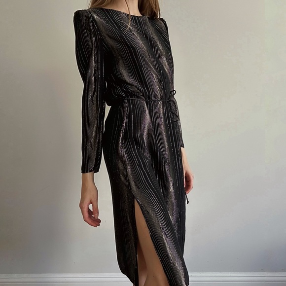Vintage 70s/80s Nancy Bracoloni for Vijack Black Sequin Bow Cocktail/Party Dress